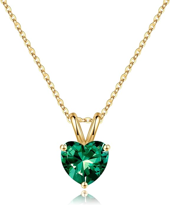 SMILEST Dainty Heart Birthstone Necklace for Women, 925 Sterling Silver Necklace Sparkling Heart Pendant, Anniversary Birthday Gifts for Women Mom Wife Daughter Girlfriend Grandma
