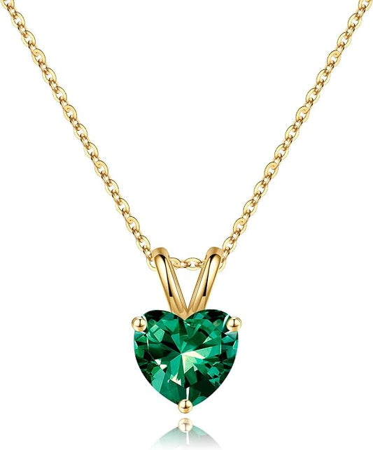 SMILEST Dainty Heart Birthstone Necklace for Women, 925 Sterling Silver Necklace Sparkling Heart Pendant, Anniversary Birthday Gifts for Women Mom Wife Daughter Girlfriend Grandma
