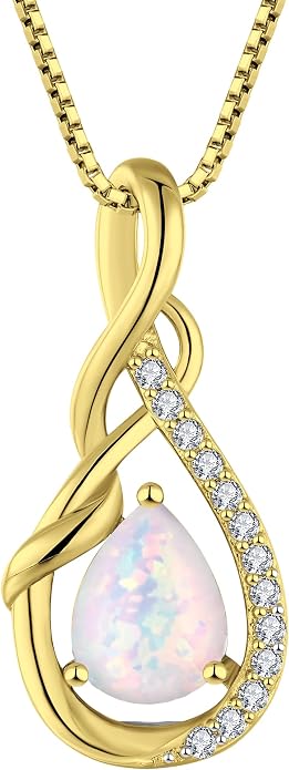 STARCHENIE Infinity Teardrop Pendant Necklace for Women 925 Sterling Silver Birthstone Jewelry
