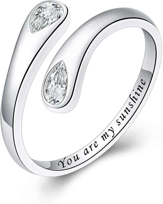 Fookduoduo 925 Sterling Silver Ring Inspirational Jewelry adjustable Wrap Open Rings for Women