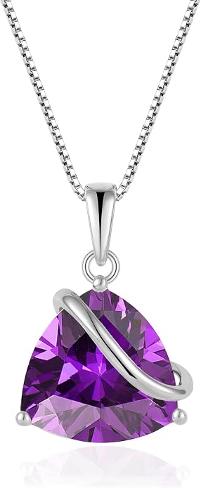 Birthstone Necklace for Women 925 Sterling Silver Triangle cut CZ Halo Pendant Necklaces Infinity Jewelry Gift for Birthday Christmas Mother's Day