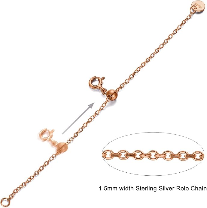 1pc 925 Sterling Silver 1.5mm Necklace Extender Chain 4inch Bracelet Anklet Single Bead Extension Adjustable Length