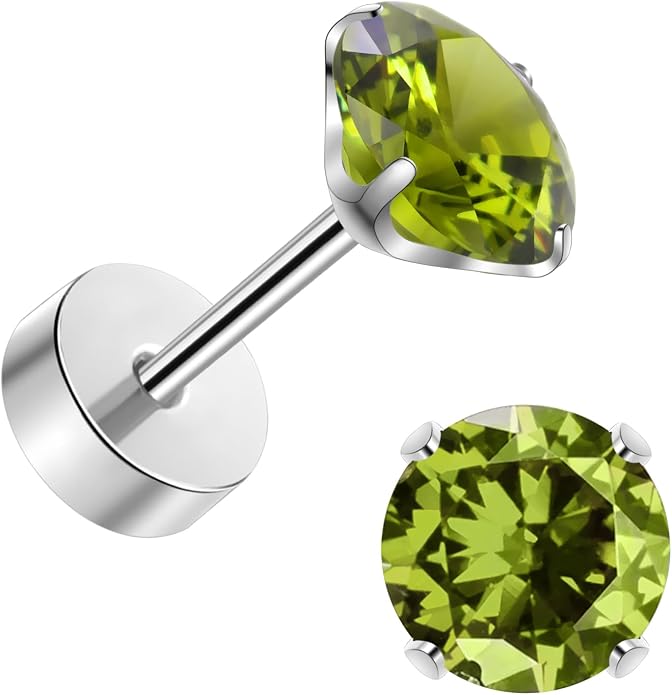 Titanium Earrings for Women Stud Earrings Cubic Zirconia Dainty Screw Flat Back Hypoallergenic Earrings for Women for Multiple Cartilage Helix Conch Tragus Piercing Jewelry for Sensitive Ears