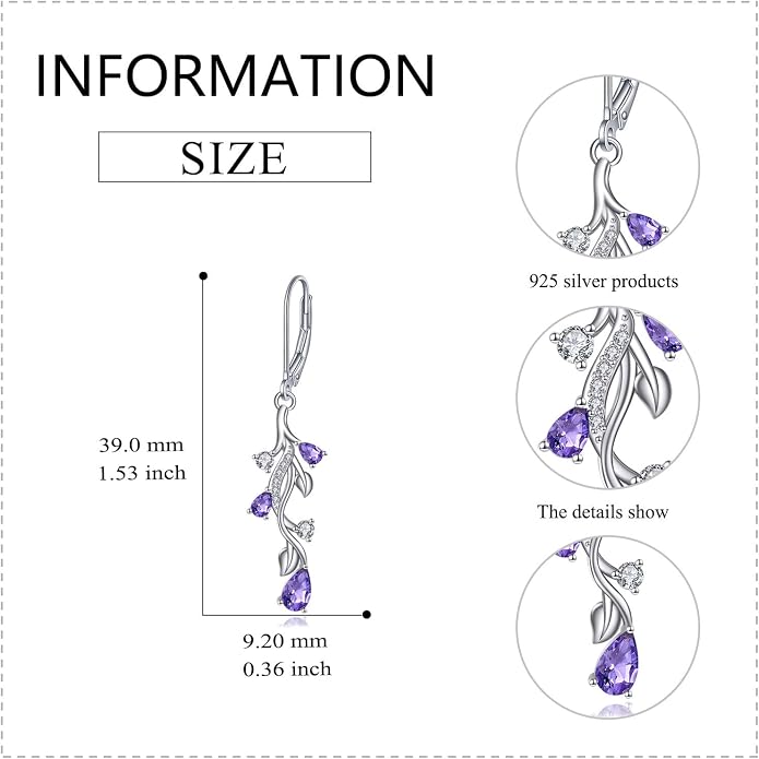 VONALA Flower Earrings for Women 925 Sterling Silver Rose/Lotus/Scottish Thistle/Tulip/Lilac/Mushroom/Pineapple Dangle Drop Earrings Flower Jewelry Gifts for Women Girls Birthday Gifts