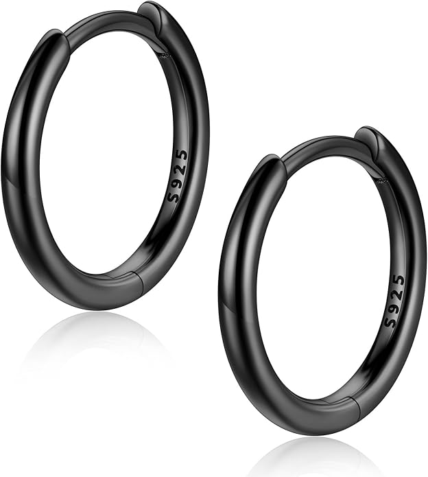 FaithHeart 925 Sterling Silver Huggie Hoop Earrings, Small Hoop Earring for Women, Silver/14K Gold/Black/Rose Gold Hypoallergenic Cartilage Earrings for Women 8/10/12/14/16/18/20mm