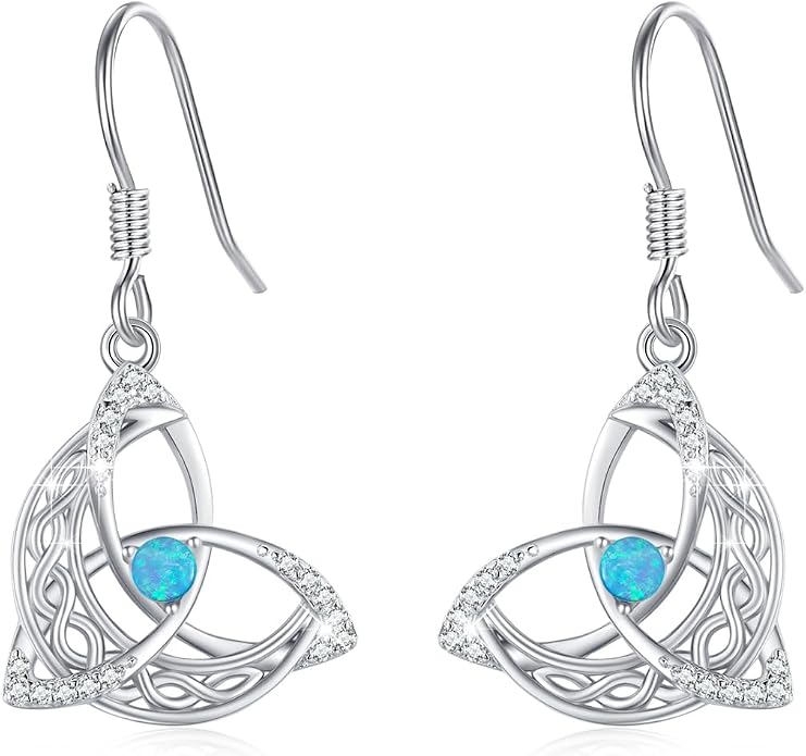 Celtic Knot Earrings 925 Sterling Silver Abalone Drop Dangle Celtic Earrings Gifts for Women