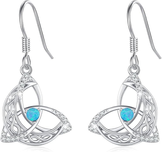 Celtic Knot Earrings 925 Sterling Silver Abalone Drop Dangle Celtic Earrings Gifts for Women
