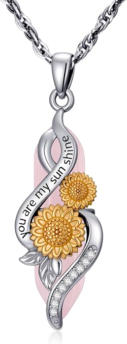 Crystal Necklace 925 Sterling Silver Rose/Sunflower Necklace for Women Jewelry Gifts for Women