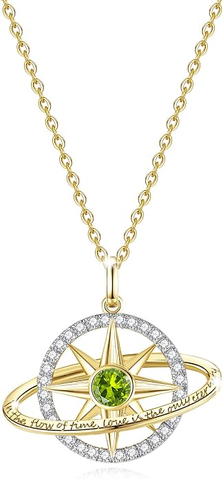 FANCIME Stellar Promise Birthstone Necklace for Women White Gold Plated Sterling Silver Planet Star Pendant Fine Jewelry Anniversary Birthday Mothers Day Gifts for Women Wife Friend Her