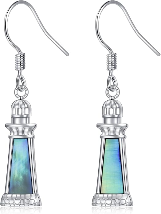 Abalone Shell Earrings for Women 925 Sterling Silver Witches Knot/Compass Lighthouse Jewelry Dangle Drop Earrings Jewelry Gifts for Women Men