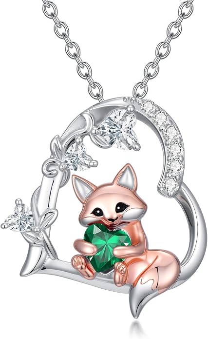 PELOVNY Teddy Bear Necklace for Women 925 Sterling Silver Bear/Highland Cow/Fox/Cat/Axolotl Birthstone Necklace Christmas Birthday Jewelry Gifts for Mom Daughter Wife Sister