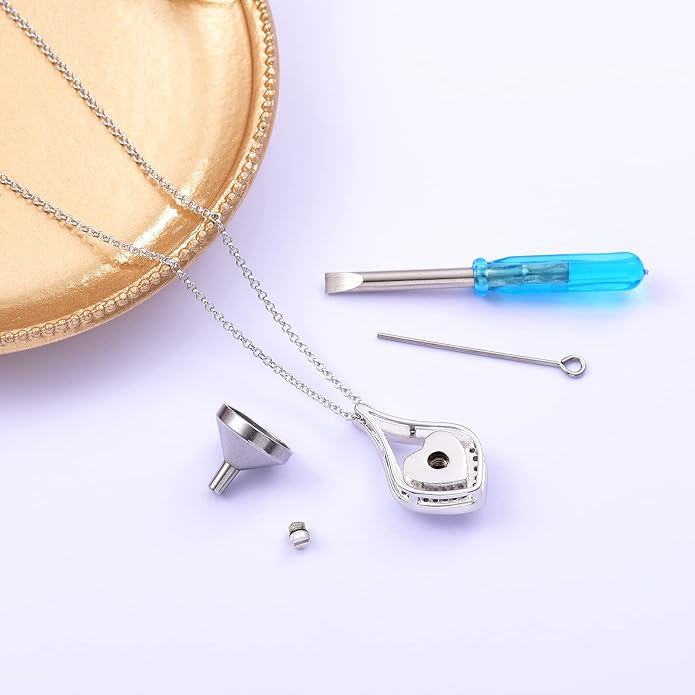 Cremation Jewelry 925 Sterling Silver Teardrop Urn Necklace for Ashes Heart Shape Memorial Keepsake Pendant for Human Ashes for Women Gift