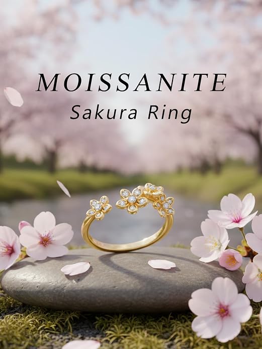 Moissanite Flower/Butterfly/Star Pretty Open Ring for Women, Adjustable Ring, Solid 925 Sterling Silver with Gold Plated, Stackable Ring, Birthday Valentines Anniversary Mothers Day Ideal Gift for Her