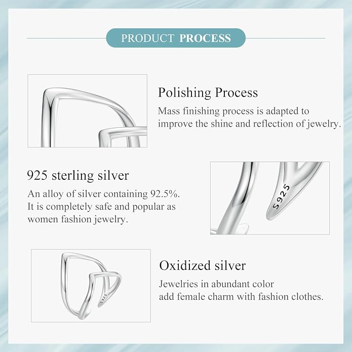 MUNDELL 925 Sterling Silver Simple Multi-layer Leaf Adjustable Ring Green Lucky Leaves Statement Ring for Women Promise Ring Fine Jewelry