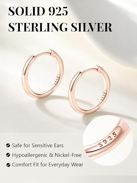 Silvora 14K Gold Plated Huggie Hoop Earrings for Women, Small Sterling Silver Hoops, Hypoallergenic Cartilage Earrings for Sensitive Ears 8/10/12/14/16/18/20MM