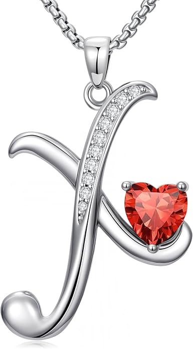 Birthday Gifts for Women Alphabet A to Z Initial Birthstone Pendant Necklaces for Women - 18k White Gold Plated Personalized Name Jewelry Anniversary Graduation Gifts for Wife Her Daughter Girlfriend(with Gift Box)