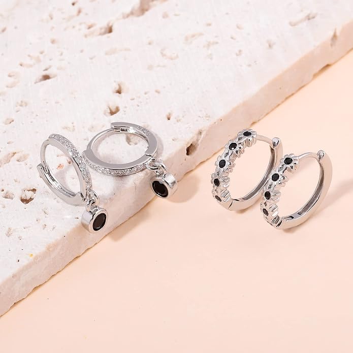 CiNily Small Hoop Earrings for Women Girls Flower Cubic Zirconia Huggie Earrings Hypoallergenic 14K Yellow Gold Plated Cartilage Earrings