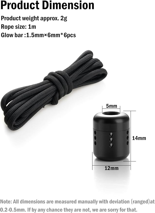 VIPERADE VAB5 PEI Paracord Beads, Knife Lanyard Beads with 6 Slots for DIY Glow Tubes, EDC Bead for Flashlight Knife Pocket Tool Keychain Pendant
