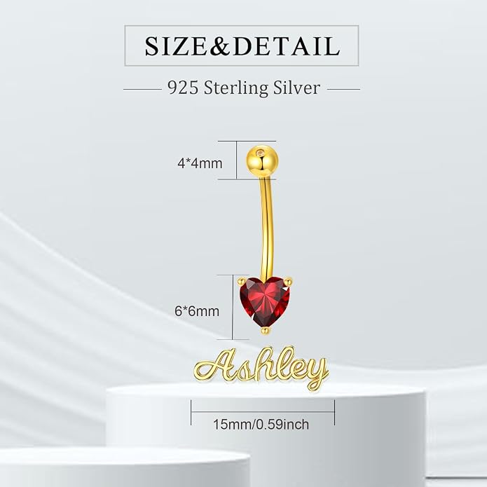 Sterling Silver 14G Belly Button Rings Cross/Cat/Butterfly/Cow/Skull/Birthstone Heart Navel Rings 16mm Body Piercing Jewelry for Women