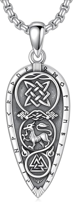 Viking Necklace 925 Sterling Silver Viking Rune Letter Pendant Norse Jewelry Gifts for Men Father