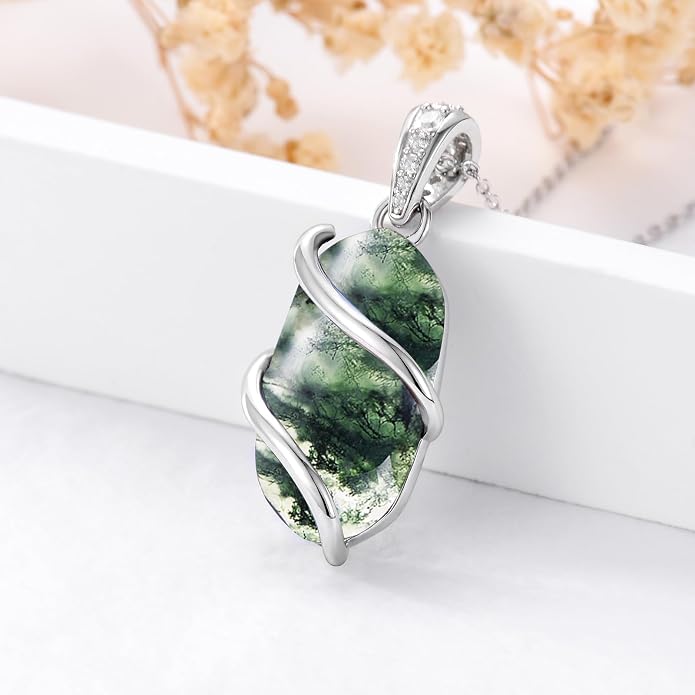 HPQQ Necklace for Women 925 Sterling Silver Dainty Gemstone Pendant Fine Jewelry Birthday Mothers Day Gifts for Mom Wife Her