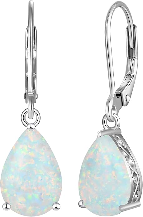 YL Solitaire Dangle Drop Earrings Teardrop Leverback Earrings Brass 8X12 MM Birthstone Jewelry for Women