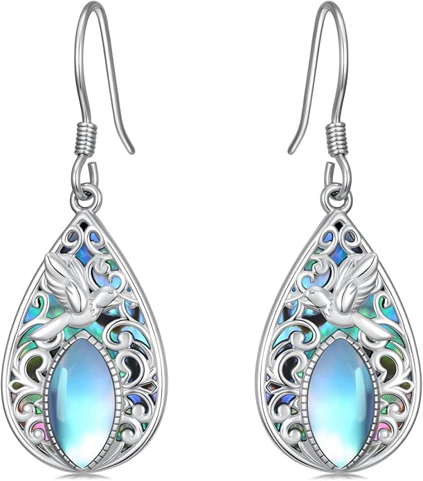 Dorunmo Moonstone Dangle Drop Earrings s925 Sterling Silver Leverback Earrings Filigree Moonstone Jewelry Birthday Gifts for Women