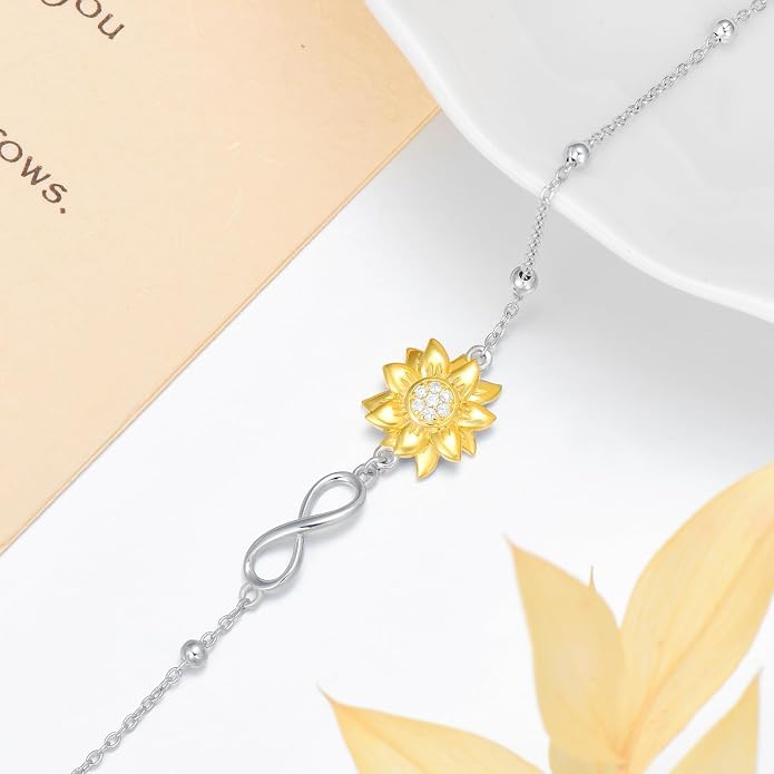 Ankle/Bracelet for Women Sterling Silver Sea Turtle/Butterfly/Mustard Seed/Sister/Sunflower/Elephant Gifts for Birthday Summer Beach Jewelry for Mom Wife Daughter Friend