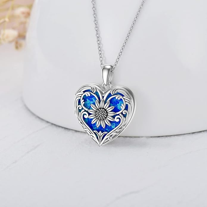 SOULMEET Personalized Silver Locket Necklace That Holds Pictures Photo Keep Someone Near to You, Memorial Custom Lockets Necklaces Letters Engraving for His Her