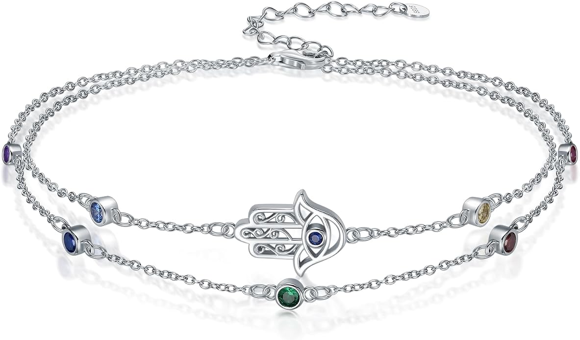 Dorunmo Anklet Bracelets For Women 925 Sterling Silver Birthstone/Infinity/Butterfly/Evil Eye/Turtle/Pineapple/Starfish/Heart Anklets Bracelets Jewelry Gifts for Women