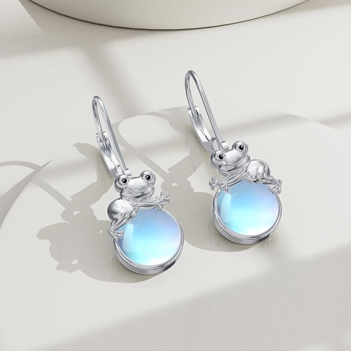 Dorunmo Moonstone Dangle Drop Earrings s925 Sterling Silver Leverback Earrings Filigree Moonstone Jewelry Birthday Gifts for Women
