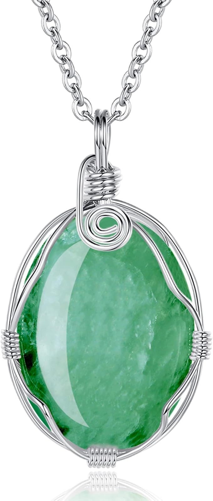 XIANNVXI Healing Crystal Necklace Wire Wrapped Oval Stone Gemstone Pendant Necklaces Natural Spiritual Reiki Witchcraft Quartz Jewelry for Women