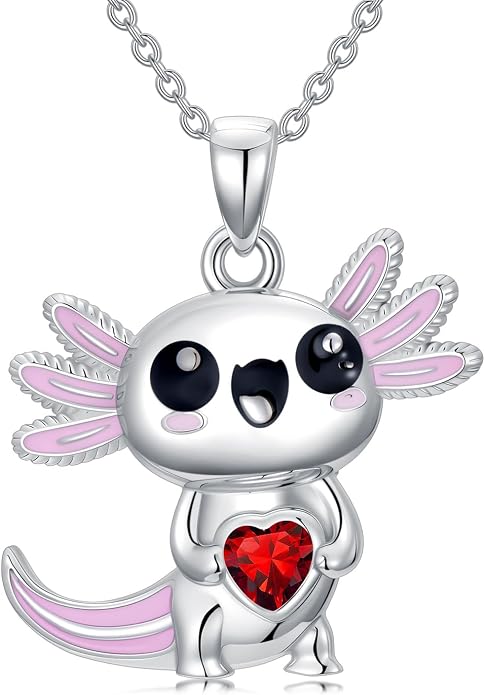 Dorunmo Axolotl Necklace 925 Sterling Silver Axolotl Birthstone Pendant Cute Animal Axolotl Jewelry Gifts for Women