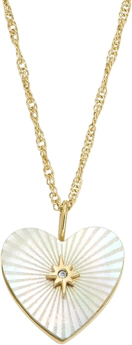 Fossil Women's Gold-Tone Stainless Steel Pendant Chain Necklace for Women