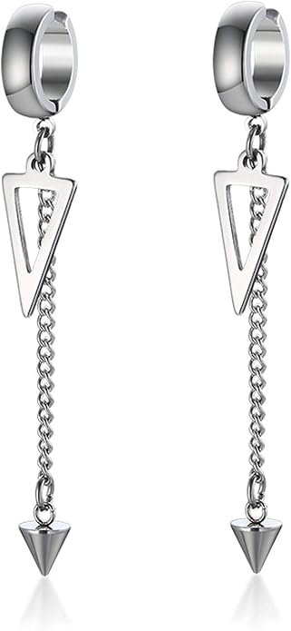 VNOX Unisex Vinatge Stainless Clip On Earrings Non Piercing Feather Charm Dangle Hinged Stud Earrings for Men Women Teen