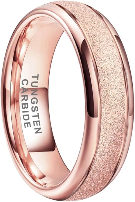 TUTISS 6mm 8mm Black/Gold/Rose Gold/White Tungsten Rings for Men Women Fashion Engagement Wedding Bands Sandblasted Finish I Love You Engraved Comfort Fit