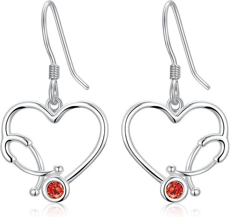 Midari Heart Dangle Earrings 925 Sterling Silver Leverback Drop Earrings Teacher Music Art Jewelry Gifts for Women Students Apple/Guitar/Palette/Note Design