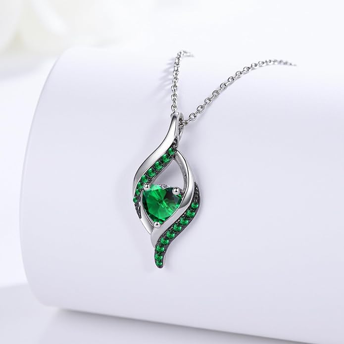 KiiKii Birthday Gifts for Women Birthstone Necklace Platinum Plated 925 Sterling Silver Forever Love Heart Pendant Meaningful Jewelry Gifts for Wife Mom
