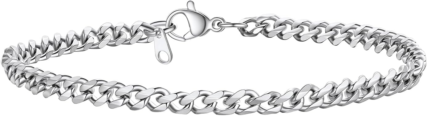 PROSTEEL Stainless Steel Bracelets for Men Women, Gold/Silver/Black, Cuban Link Bracelet Adjustable, Jewelry with Gift Box