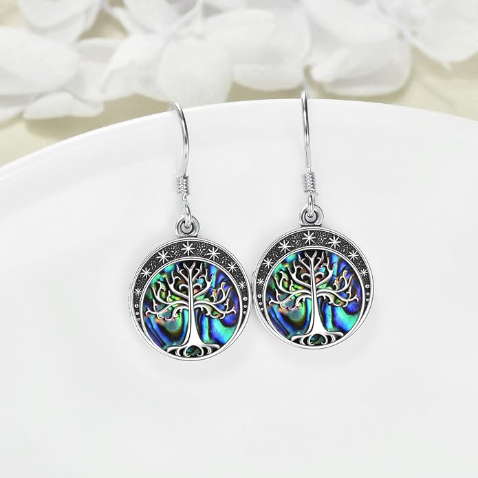 Abalone Shell Dangle Drop Earrings for Women 925 Sterling Silver Filigree Bohemian Earrings Jewelry Gift