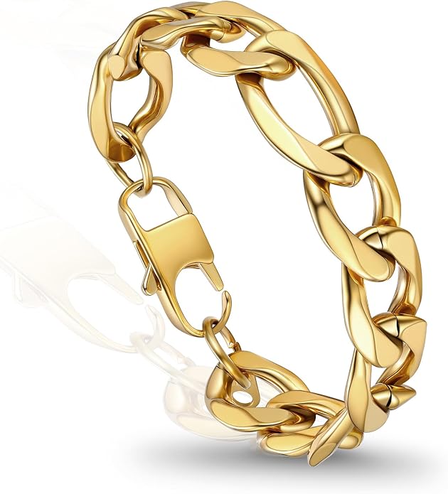 PROSTEEL Silver/Gold/Black Bracelets for Men Figaro Cuban Link, 6mm-13mm Width, 7.5"/8.3"/9" Length, Stainless Steel Mens Bracelet Jewelry with Gift Box