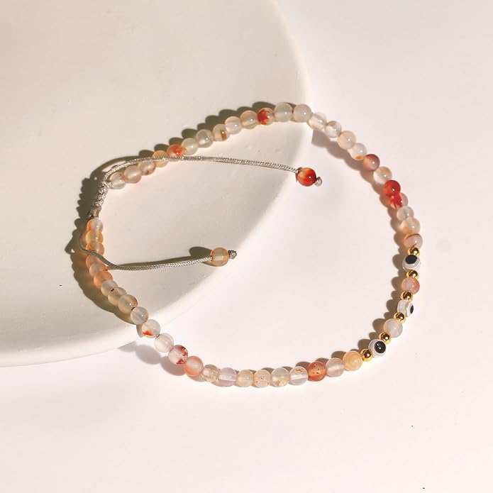 Evil Eye Ankle Bracelets for Women Beads Anklets Beach Accessiory Gemstone Healing Crystal Adjustable