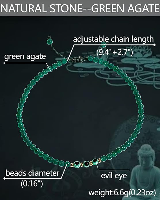 Evil Eye Ankle Bracelets for Women Beads Anklets Beach Accessiory Gemstone Healing Crystal Adjustable