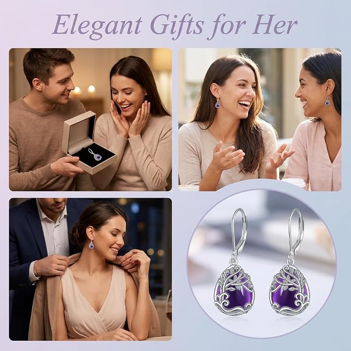 Teardrop Tree of Life/Filigree Earrings for Women Dangle Leverback Earrings Jewelry Gift Anniversary For Her