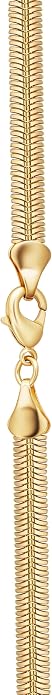 Barzel 18K Gold Plated Flat Herringbone Snake Chain Necklace for Women | Made In Brazil