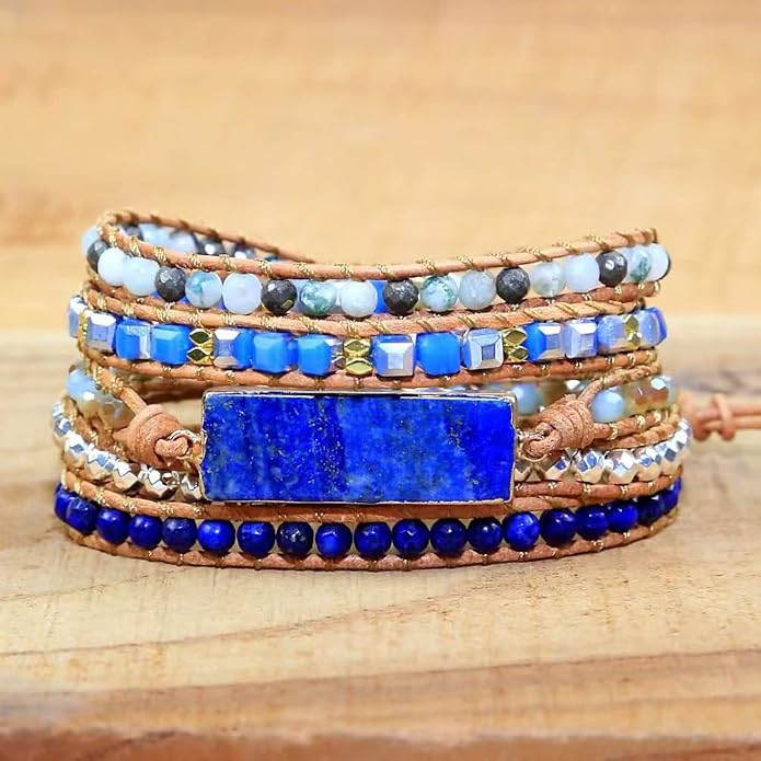 Women Wrap Bracelets Boho Natural Stone Jasper Turquoises Strand Bracelet Jewelry Collection