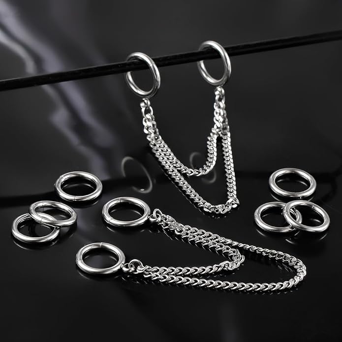 Casvort 14G Seamless Septum Piercing Rings Segment Tragus Hoop Rings 316 Surgical Stainless Steel Helix Ring Stacks for Stretched Ear Lobe Clickers Ear Hangers Body Jewelry