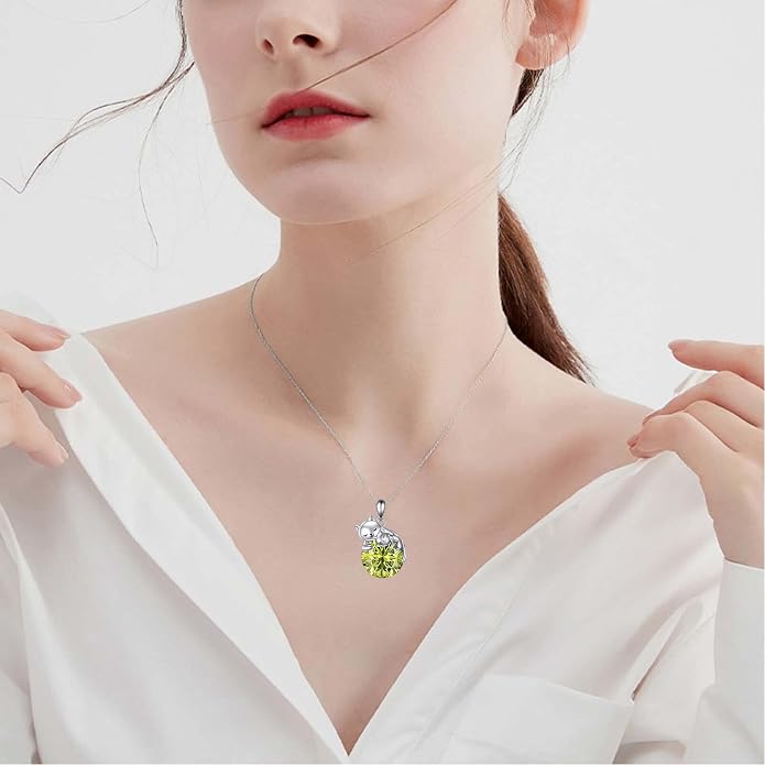 Cat Necklace Sterling Silver Cat Zircon Pendant Gothic Jewelry for Women Animal Lovers Gifts