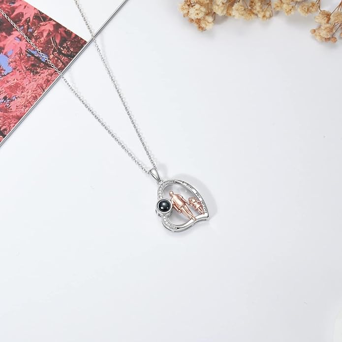 PROESS S925 Sterling Silver Daughter Heart Pendant Necklace from Dad Mom I Love You Forever Jewelry