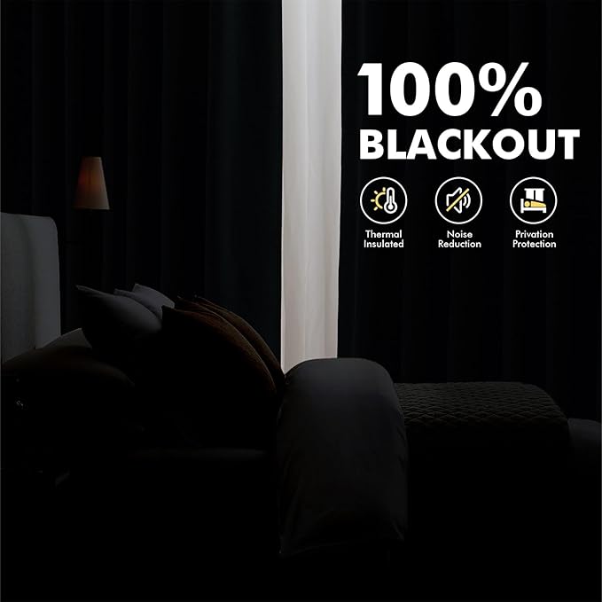 MIULEE 100% Blackout Linen Curtains 42 x 84 Inch Glacier Gray 2 Panels | Thermal Insulated, Room Darkening Drapes for Bedroom Living Room, Back Tab Rod Pocket Pinch Pleated, Solid Luxury Decor